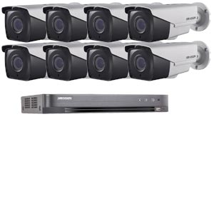 1080P Ultra Low Light Hikvision 8Ch System with 8 x HD TVI 40M IR Motorised Zoom Bullet Cameras