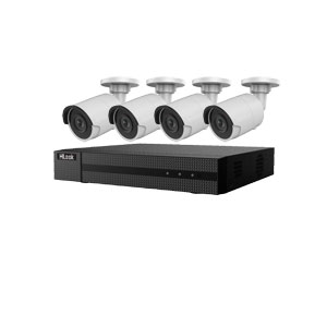 HiLook by Hikvision 4Ch IP-CCTV Kit with 4x 6MP White Bullet Camera with 30m IR, PoE (4mm Lens)