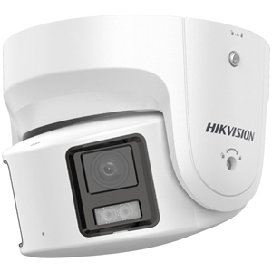Hikvision DS-2CD2387G2P-LSU-SL 8MP 4K 180 Degree Panoramic ColorVu Dual Lens Fixed Turret White Network Camera with Built in Mic & Speaker