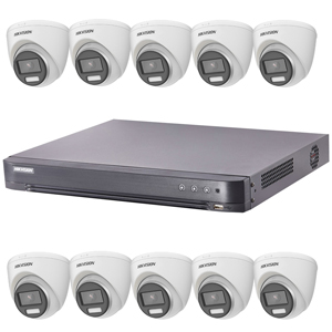 Hikvision "ColorVu" 16Ch Turbo HD-TVI CCTV Kit with 10x 5MP Full Time Colour Turret Camera
