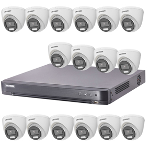 Hikvision "ColorVu" 16Ch Turbo HD-TVI CCTV Kit with 16x 5MP Full Time Colour Turret Camera