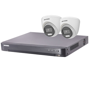 Hikvision "ColorVu" 4Ch Turbo HD-TVI CCTV Kit with 2x 5MP Full Time Colour Turret Camera