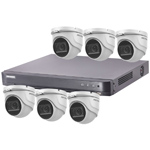 Hikvision 8Ch Turbo HD-TVI CCTV Kit with 6x 5MP 30m IR Turret Audio Camera