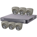 Hikvision "ColorVu" 8Ch Turbo HD-TVI CCTV Kit with 6x 5MP Full Time Colour Turret Camera (Grey)