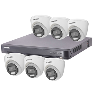 Hikvision "ColorVu" 8Ch Turbo HD-TVI CCTV Kit with 6x 5MP Full Time Colour Turret Camera