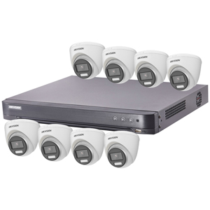 Hikvision "ColorVu" 8Ch Turbo HD-TVI CCTV Kit with 8x 5MP Full Time Colour Turret Camera