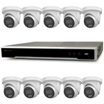 Hikvision 16Ch NVR IP CCTV Kit with 10x Hilook 8MP 4K ColorVu (White Light) 24/7 Colour PoE Turret Camera with Built in Mic (2.8mm Lens / White)