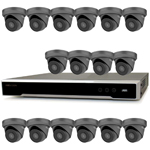 Hikvision 16Ch NVR IP CCTV Kit with 16x Hilook 8MP Turret Camera with 30m IR Night Vision, built in Mic & PoE (2.8mm Lens / Grey)