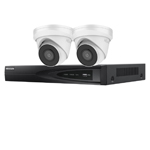 Hikvision 4Ch NVR IP CCTV Kit with 2x Hilook 8MP Turret Camera with 30m IR Night Vision, built in Mic & PoE (2.8mm Lens)