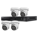 Hikvision 4Ch NVR IP CCTV Kit with 4x Hilook 8MP 4K ColorVu (White Light) 24/7 Colour PoE Turret Camera with Built in Mic (2.8mm Lens / White)
