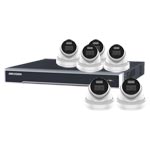 Hikvision 8Ch NVR IP CCTV Kit with 6x HiLook 5MP ColorVu (White Light) PoE Turret Camera with Built in Mic (2.8mm Lens)