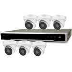 Hikvision 8Ch NVR IP CCTV Kit with 6x HiLook 5MP IP Turret Camera with 30m Night Vision, built in Mic & PoE (2.8mm Lens)