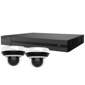 HiLook by Hikvision 4Ch IP CCTV Kit with 2x 4MP H.265 HD 4X Zoom IP Mini PTZ Camera with Built in Mic