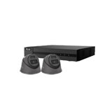 HiLook by Hikvision 4Ch IP-CCTV Kit with 2x 4MP Smart Hybrid Full HD Turret Camera with PoE (2.8mm Lens / Grey)