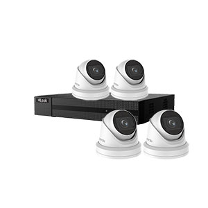 HiLook by Hikvision 4Ch IP-CCTV Kit with 4x 8MP 4K UHD IR Motorised Zoom Turret Camera with PoE & 30m IR (2.8mm to 12mm)