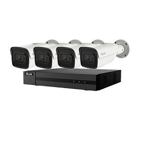 HiLook by Hikvision 4Ch IP-CCTV Kit with 4x 8MP 4K UHD IR Motorised Zoom Bullet Camera with PoE & 30m IR (2.8mm to 12mm)