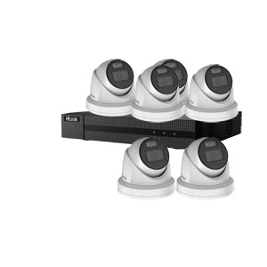 HiLook by Hikvision 8Ch IP-CCTV Kit with 6x 8MP ColorVu Lite Full HD White Light Turret Camera with PoE & built in Mic