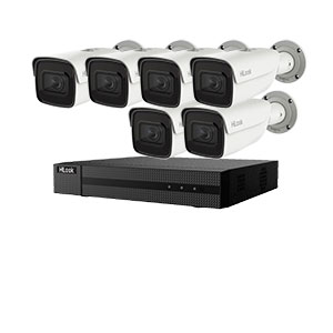 HiLook by Hikvision 8Ch IP-CCTV Kit with 6x 8MP 4K UHD IR Motorised Zoom Bullet Camera with PoE & 30m IR (2.8mm to 12mm)