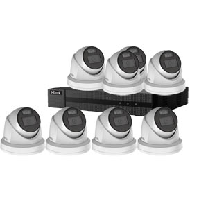 HiLook by Hikvision 8Ch IP-CCTV Kit with 8x 8MP ColorVu Lite Full HD White Light Turret Camera with PoE & built in Mic