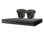 HiLook by Hikvision 4Ch HDoC CCTV Kit with 2x 5MP 3K ColorVu Lite Grey Turret Camera, built in Mic (2.8mm Lens)