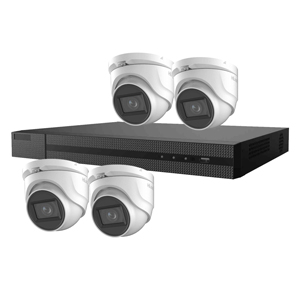 HiLook by Hikvision 8Ch HDoC CCTV Kit with 4x 8MP 4K White Turret Camera with 30m Night Vision (2.8mm Lens)