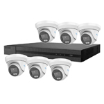 HiLook by Hikvision 8Ch HDoC CCTV Kit with 6x 5MP 3K ColorVu Lite White Turret Camera, built in Mic (2.8mm Lens)