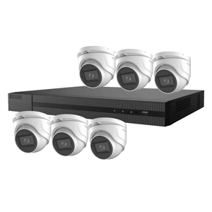 HiLook by Hikvision 8Ch HDoC CCTV Kit with 6x 8MP 4K White Turret Camera with 30m Night Vision (2.8mm Lens)