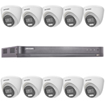 Hikvision 16Ch HD-TVI CCTV Kit with 10x 5MP 3K Fixed Lens ColorVu PoC White Light Turret Camera (2.8mm Lens)