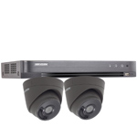Hikvision 4Ch "Power over Coax" HD-TVI CCTV Kit with 2x 5MP Grey Turret Camera with 40M EXIR Night Vision