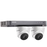 Hikvision 4Ch "Power over Coax" HD-TVI CCTV Kit with 2x 5MP Turret Camera with 40M EXIR Night Vision