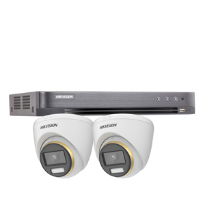 Hikvision 4Ch HD-TVI CCTV Kit with 2x 8MP 4K ColorVu White Light Fixed Turret Camera (2.8mm Lens)
