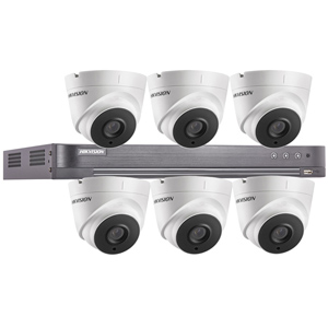 Hikvision 8Ch "Power over Coax" HD-TVI CCTV Kit with 6x 5MP Turret Camera with 40M EXIR Night Vision
