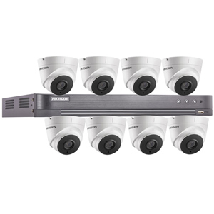 Hikvision 8Ch "Power over Coax" HD-TVI CCTV Kit with 8x 5MP Turret Camera with 40M EXIR Night Vision