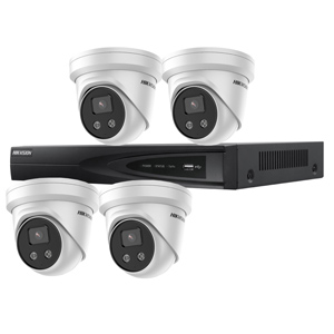 Hikvision 4Ch IP CCTV Kit with 4x DarkFighter AcuSense 4MP IR Turret Network Camera with built in Mic