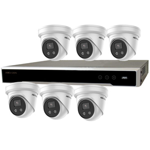 Hikvision 8Ch IP CCTV Kit with 6x DarkFighter AcuSense 4MP IR Turret Network Camera with built in Mic