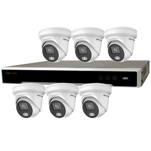 Hikvision 8Ch IP CCTV Kit with 6x ColorVu 4MP Full Time Colour Turret Audio Camera with Built in Mic