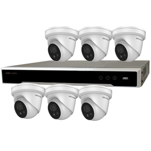 Hikvision 8Ch 4K IP CCTV Kit with 6x 8MP DarkFighter AcuSense Turret IR Camera with Built In Mic