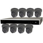 Hikvision 8Ch IP CCTV Kit with 8x DarkFighter AcuSense 4MP Grey IR Turret Network Camera with built in Mic
