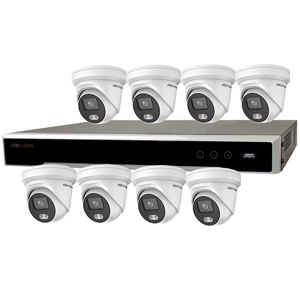 Hikvision 8Ch IP CCTV Kit with 8x ColorVu 4MP Full Time Colour Turret Audio Camera with Built in Mic