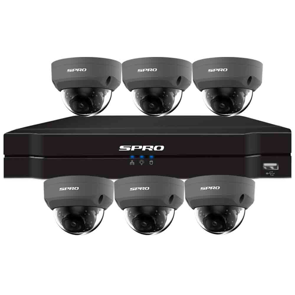 Spro 8ch 6mp Ip Cctv Kit With 6x Fixed Lens Poe Vandal Resistant Grey